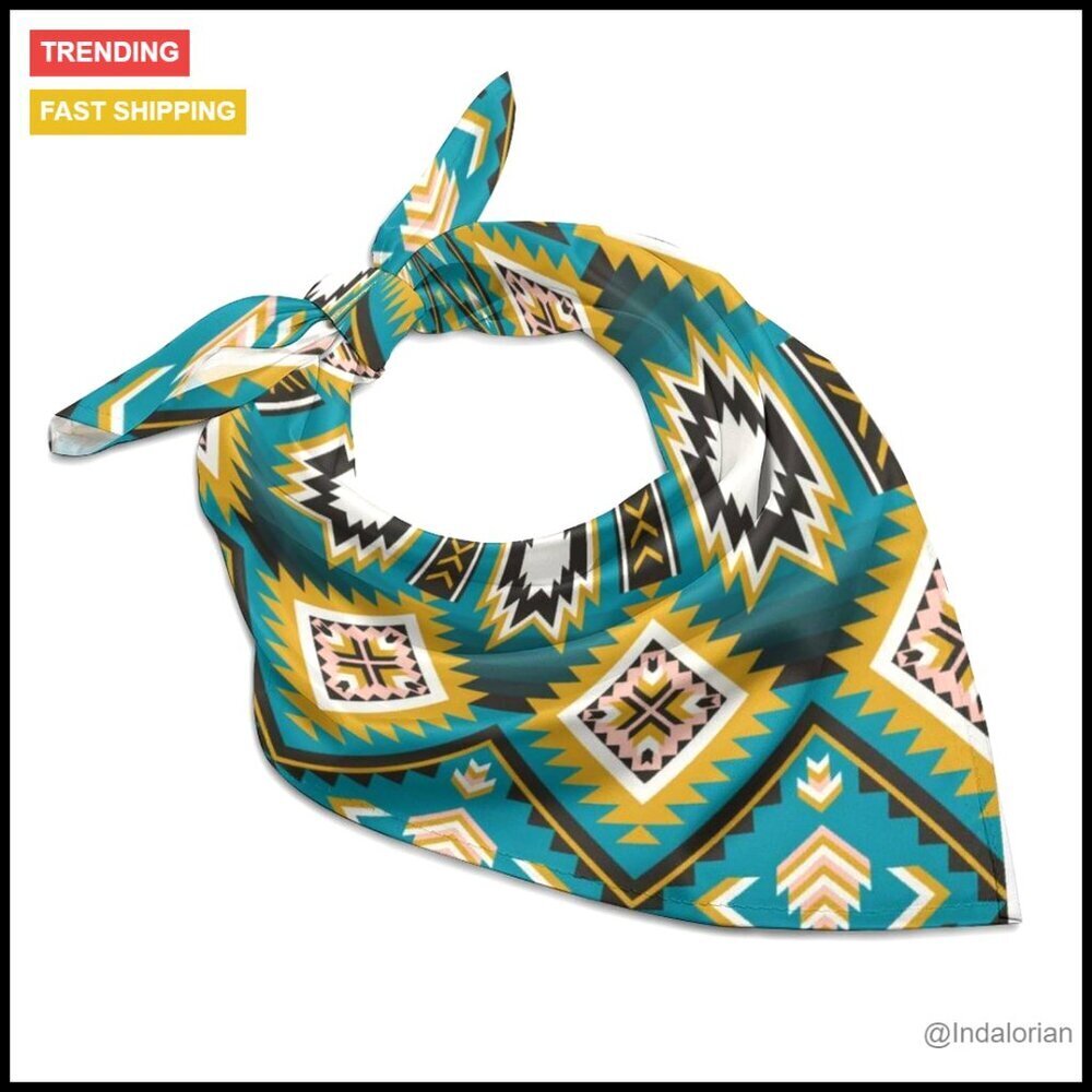 Silk Geometric Pattern Scarf Boho Chic Travel Accessory Multi-Way Headband